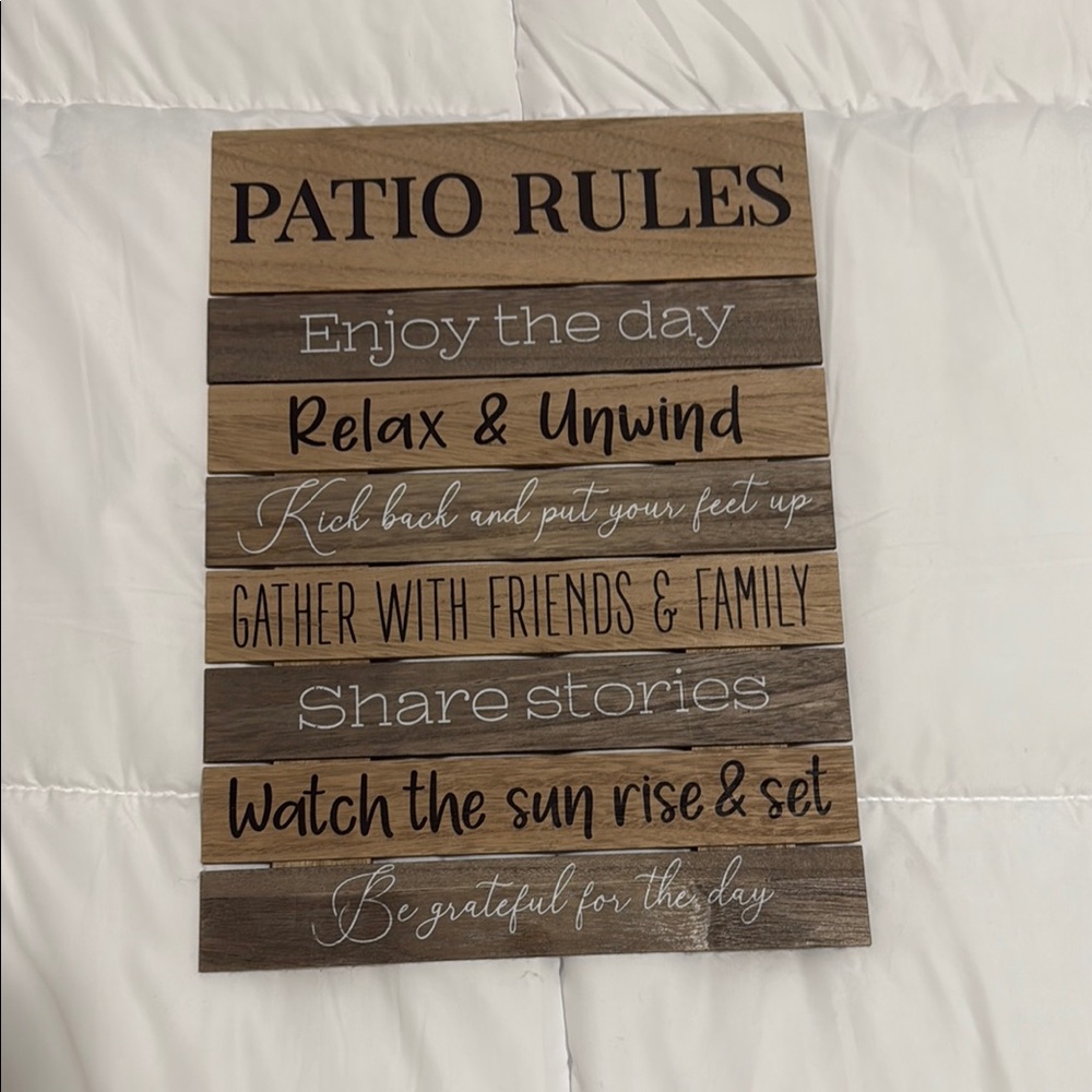 Rustic Patio Rules Wooden Sign